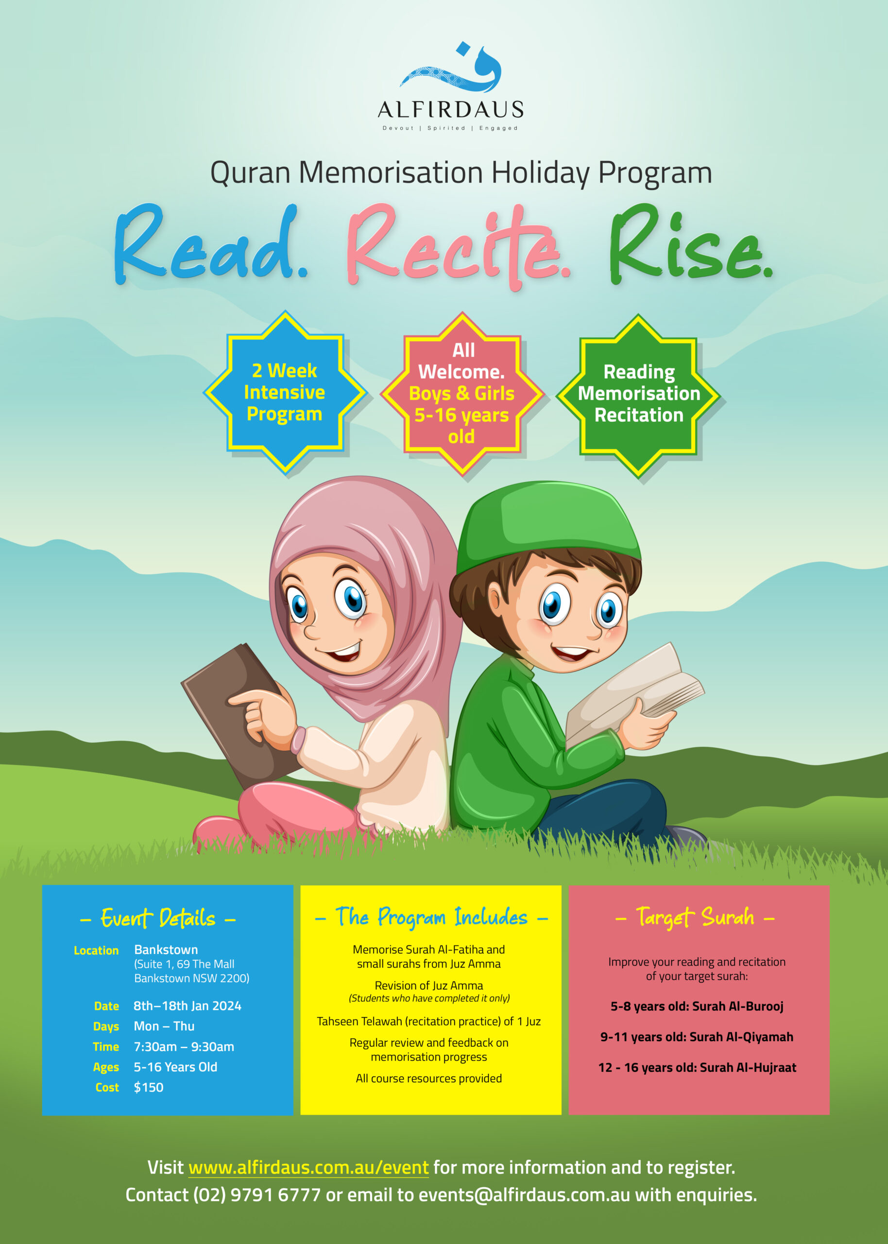 2024 Quran Memorisation Holiday Program: Read. Recite. Rise.